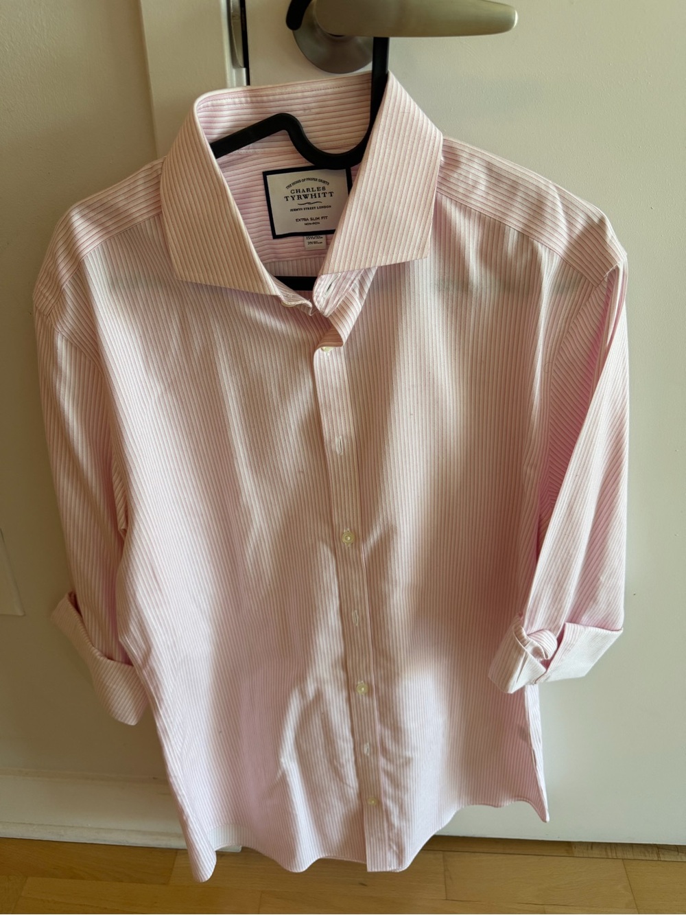 Charles Tyrwhitt Pink and White Fine Stripe Dress Shirt